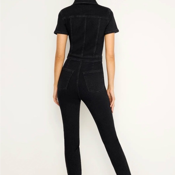 $199 Women’s small black fit for success denim Jean jumpsuit by Good American - Picture 3 of 9